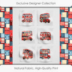 Patchwork Double-Decker Bus Cotton Fabric Panel – 6 Designs + Bonus Sheet - Image 5
