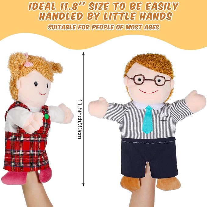Civaner 6 Pieces Hand Puppet Set 11.8 Inch Family Members Puppets Theater Mother - Image 2