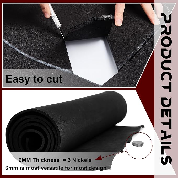 Patelai 6mm Thick Black EVA Foam Roll Large Cosplay Foam Sheets 39''x78'' - Image 4