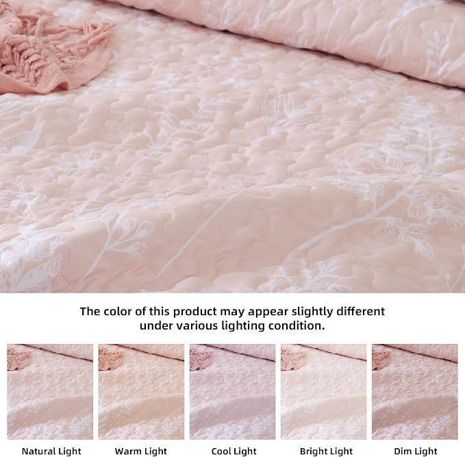 JANZAA Quilts Queen Size Blush Quilt Botanical - Image 4