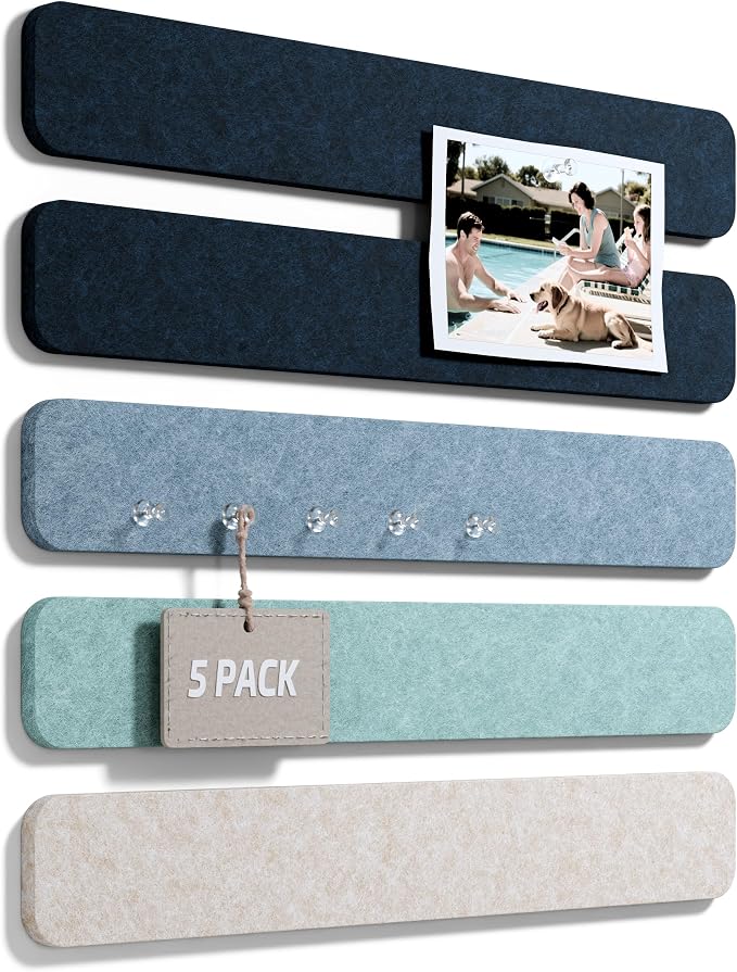 Fluxynara Cork Board Alternative Felt Strip Board 5-Pack 13"x2", Office Pin by FLUXYNARA