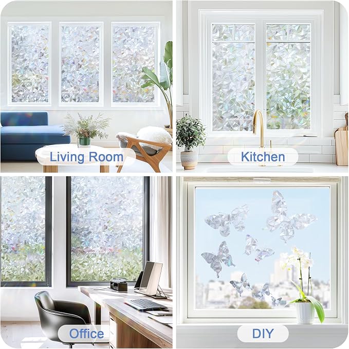 Haton Window Privacy Film, Stained Glass Rainbow Film Decorative Window Clings - Image 7