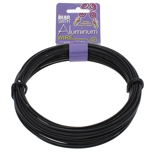 The Beadsmith Anodized Aluminum Wire – 12 Gauge – 39 feet – Black Color – by TheBeadsmith