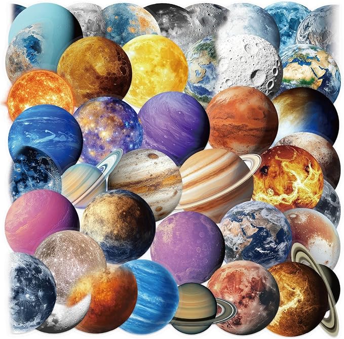 50PCS Transparent Planet Space Stickers, Waterproof PET Decals, Realistic Solar by Unknown