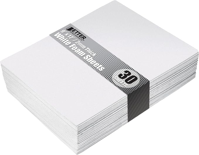 Better Office Products White EVA Foam Sheets, 30 Pack, 2mm Thick, 9 x 12 Inch by BetterOfficeProducts