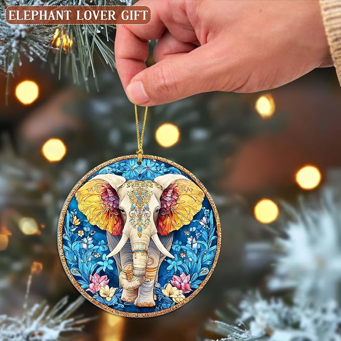 Elephant Christmas Acrylic Ornament, Elephant Christmas Ornaments, Gift - Image 4