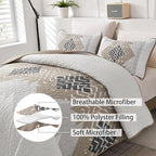 Dintszyayue Brown Boho Quilt Set Queen, 3 Pieces Aztec Texture Quilt - Image 3