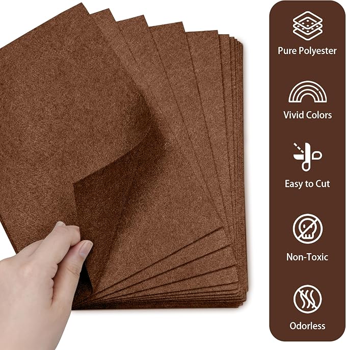 20PCS Brown Felt Fabric Sheets - Image 3