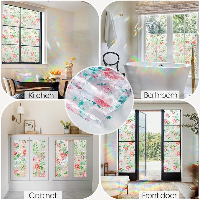 Coavas Window Privacy Film, Rainbow Stained Glass Decorative Window Clings - Image 8