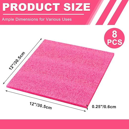 Pangda 8 Pcs 12" x 12" x 0.25" Pink Polyethylene Foam Sheets Antistatic Foam - Image 2