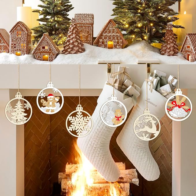 36PCS Wooden Hollow Christmas Ornaments - Image 2