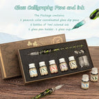 Mancola Glass Dipped Crystal Calligraphy Pen Set - Image 2