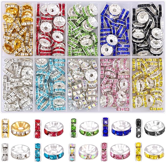 300 pcs 10mm Spacer Beads for Jewelry Making | Rondelle Bead Spacers Bulk by TINKRSTUFF