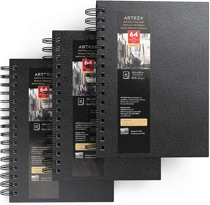 ARTEZA Watercolor Sketchbook Set, 64 Pages per Book, 5.5 x 8.5 Inches, - Image 2
