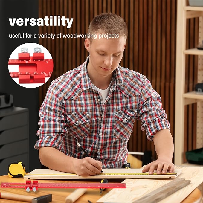4 Pcs Woodworking Ruler, Metal Precision Pocket Rulers 12, 6 Inch - Image 6