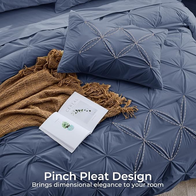 Sasttie Queen Comforter Set, 7-Piece Bed in a Bag, Pintuck Bedding Sets - Image 4
