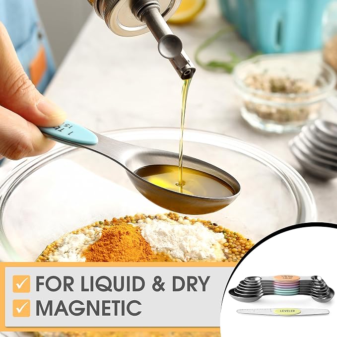 Spring Chef Stainless Steel Magnetic Measuring Spoons Set of 8 - Image 4