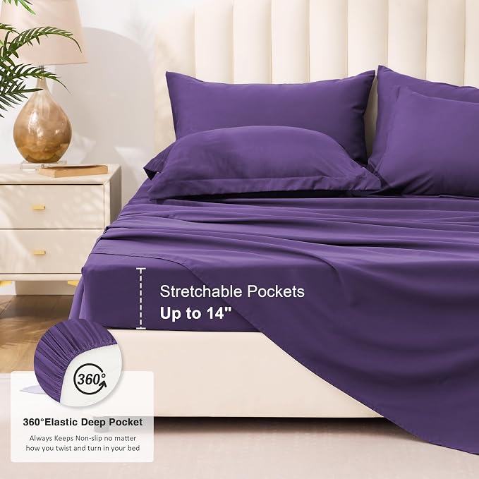 Love's cabin King Size Comforter Set Dark Purple, 7 Pieces King Bed in a Bag - Image 6