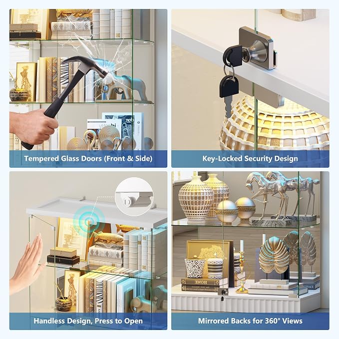 RGB Glass Display Cabinet with Lights, Modern Curio Cabinet Display Cases - Image 4