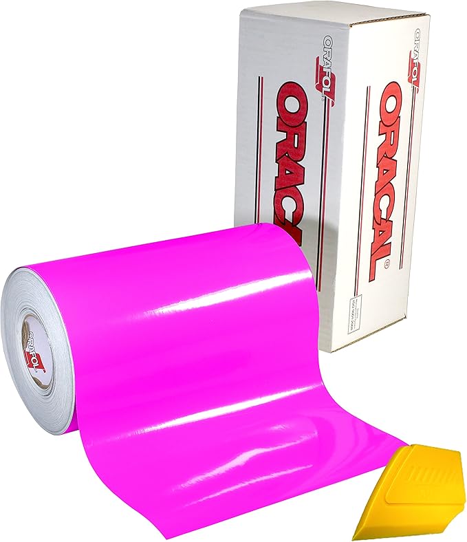 ORACAL 6510 Fluorescent Hot Pink Cast Vinyl Wrap 12" x 30" Roll Including Hard by Orafol
