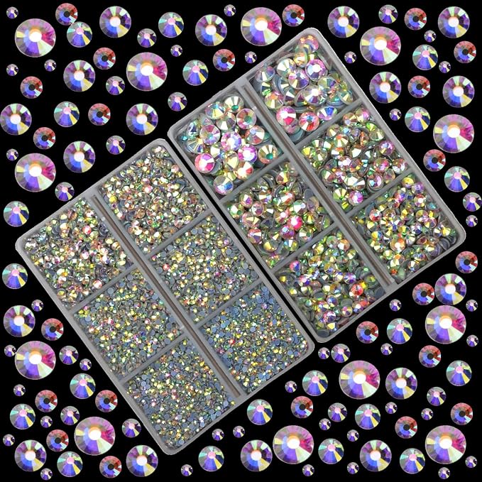 10000Pcs 2-Boxes Mixed Size Hot Fix Round Crystals Gems Glass Stones Hotfix - Image 2