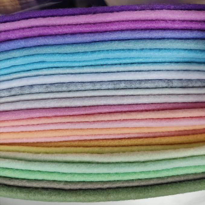 24 Rolls 8"x18" 1.4mm Thick Soft Felt Fabric Sheet 24 Assorted Soft Pastel - Image 4