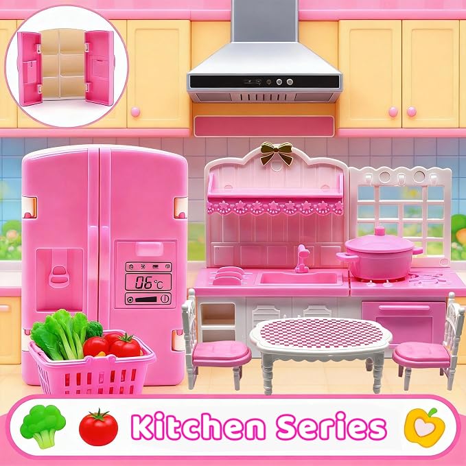 52 Pcs Dollhouse Furniture, Doll House Accessories and Furniture, Living Room - Image 4