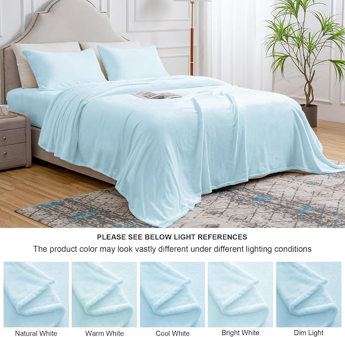 BEDELITE Flannel Sheets Queen Size Blue - Image 9