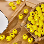 240Pcs Yellow Wood Beads 16mm for Craft Large Hole Wood Beads for Craft - Image 4