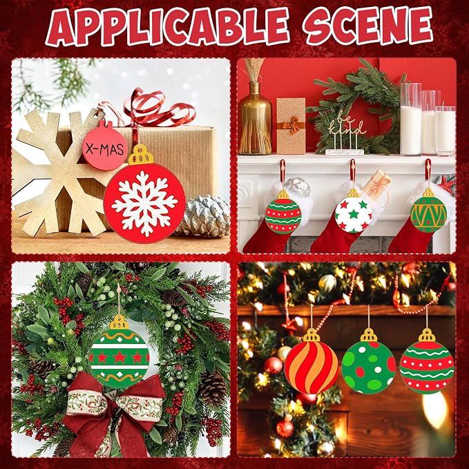 Wooden Christmas Ornaments to Paint Bell Decoration Cutouts Unfinished 36PCS - Image 6