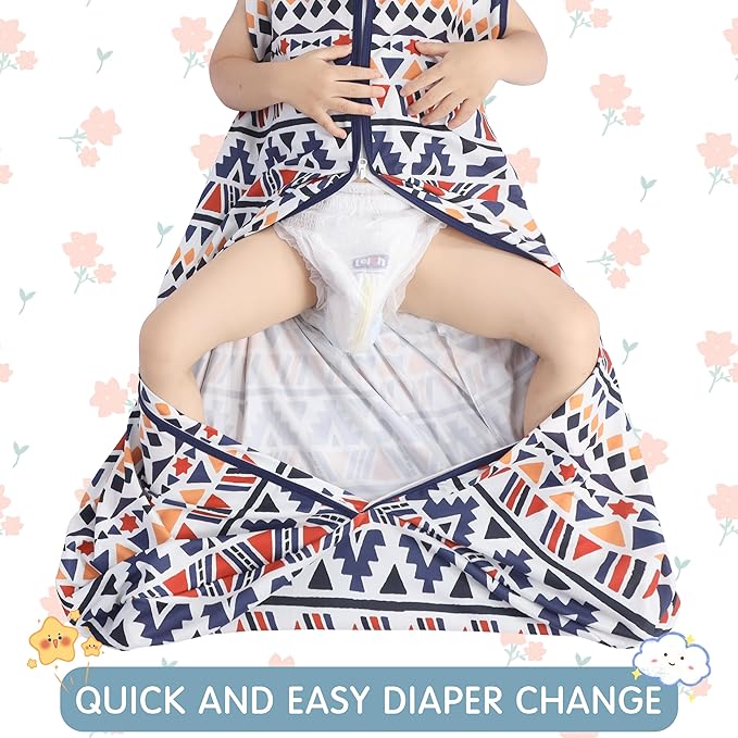 3 Pack Baby Sleep Sack 100% Rayon Cotton Baby Sleeping Bag 2-Way Zipper Toddler Wearable Blankets TOG 0.3. (Soccer&Triangles&Blue, 6-12 Months)