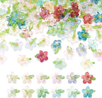 FASHEWELRY 120Pcs 12 Colors Transparent Glass Flower Charms 19mm Colorful by FASHEWELRY