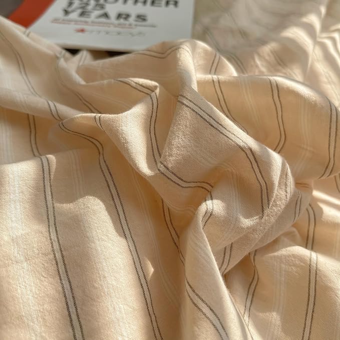 mixinni Retro Striped Duvet Cover Set Queen Size - Image 7
