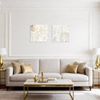 2 Pieces Coastal Wall Art Sea Shell Sand Dollar Painting Modern Abstract Gold - Image 4