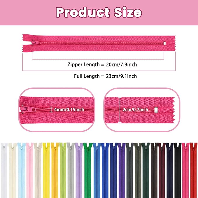 Nylon Zippers, DOITEM 72pcs 20cm/8 Inch Multicolor Nylon Coil Zippers - Image 4