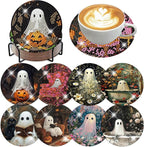 8 Pcs Halloween Diamond Art Coasters Kits by ijbnhd