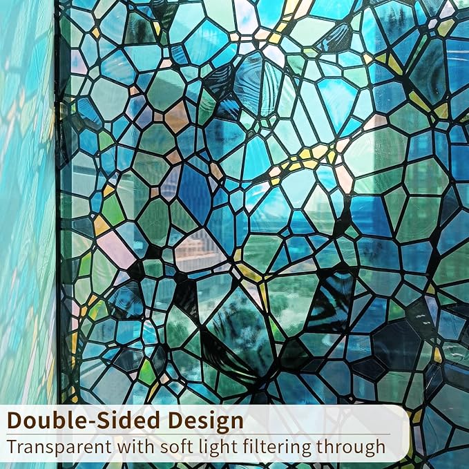 funlife Original Hand-Drawn Stained Glass Window Film, Reusable Double-Sided - Image 2