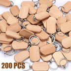 JUXYES 200 PCS Unfinished Wooden Keychain Blanks - Image 3