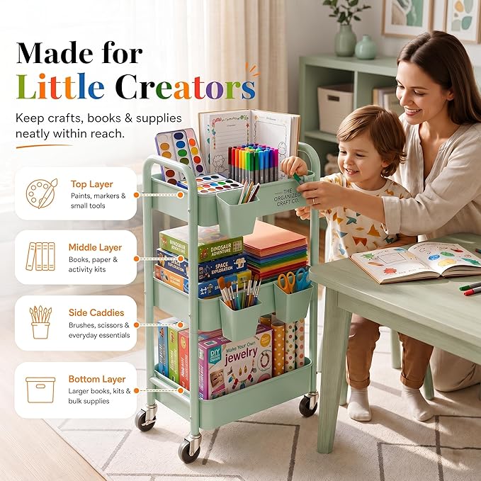 3 Tier Rolling Storage Cart Metal - Image 7