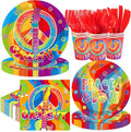 168Pcs Hippie Party Supplies for 60s 70s Hippie Theme Serves 24 | Rainbow Retro by Greencian