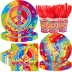 168Pcs Hippie Party Supplies for 60s 70s Hippie Theme Serves 24 | Rainbow Retro by Greencian