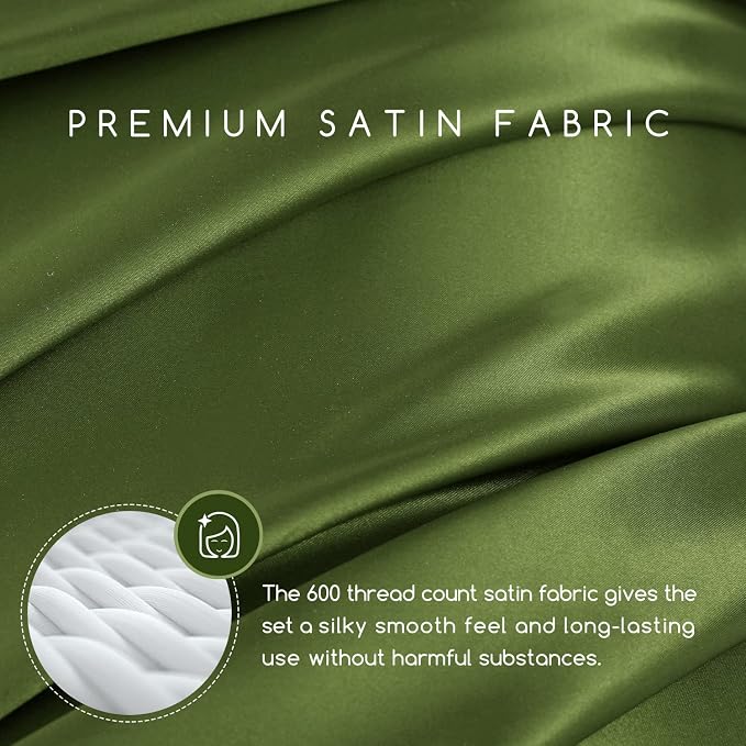 MR&HM Satin Bed Sheets, Queen Size Sheets Set - Image 2