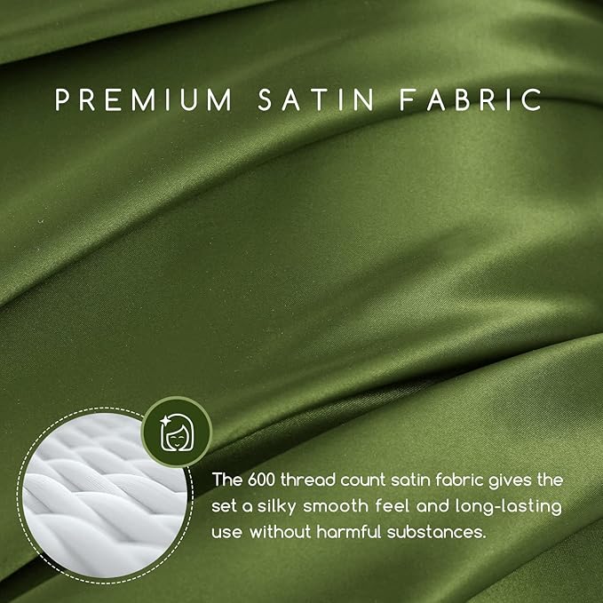 MR&HM Satin Bed Sheets, King Size Sheets Set - Image 2