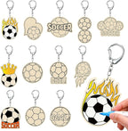 RattanView 24 Pcs Soccer Craft Color Your Own Keychains Diy Craft Wooden Blank by RattanView