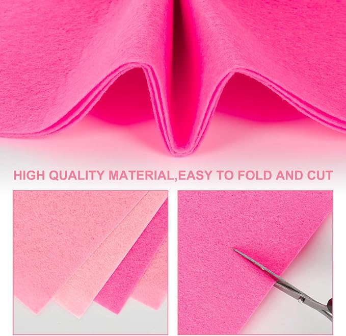 Whaline 18Pcs Pink Felt Fabric Sheets Soft Thick Assorted Pink Craft Felt Pack - Image 3