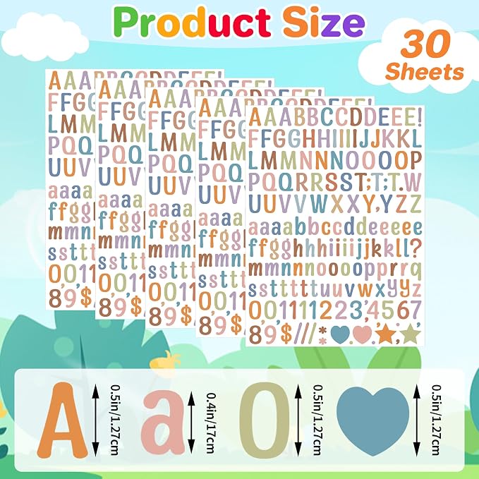 Letter Stickers 0.5 inch, Self-Adhesive Vinyl Waterproof ABC Letter Stickers - Image 2