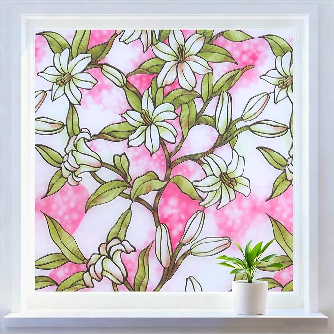 rabbitgoo Stained Glass Window Privacy Film, 23.6" X 78.7" | Anti UV Heat by rabbitgoo