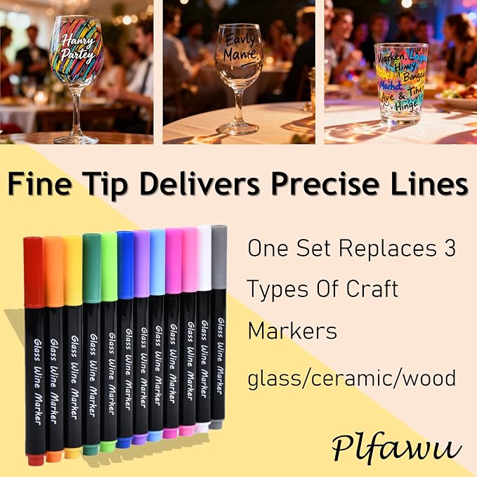 12 Colors Acrylic Wine Glass Markers - Image 2