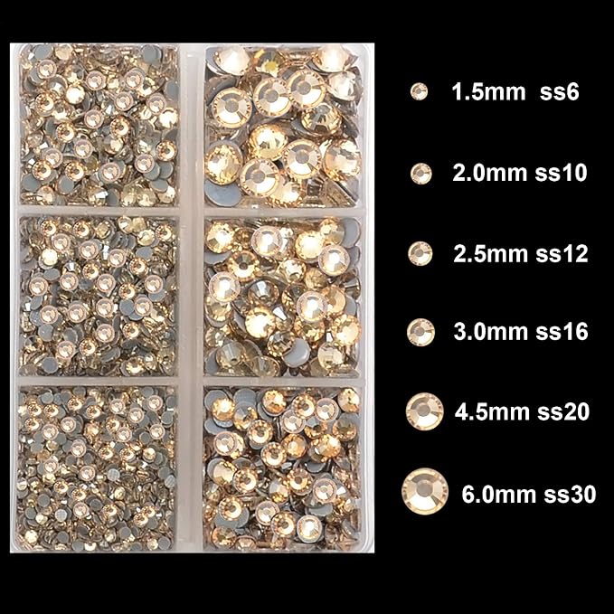 4000Pcs Mixed Size Hot Fix Round Crystals Gems Glass Stones Hotfix Flat Back - Image 3
