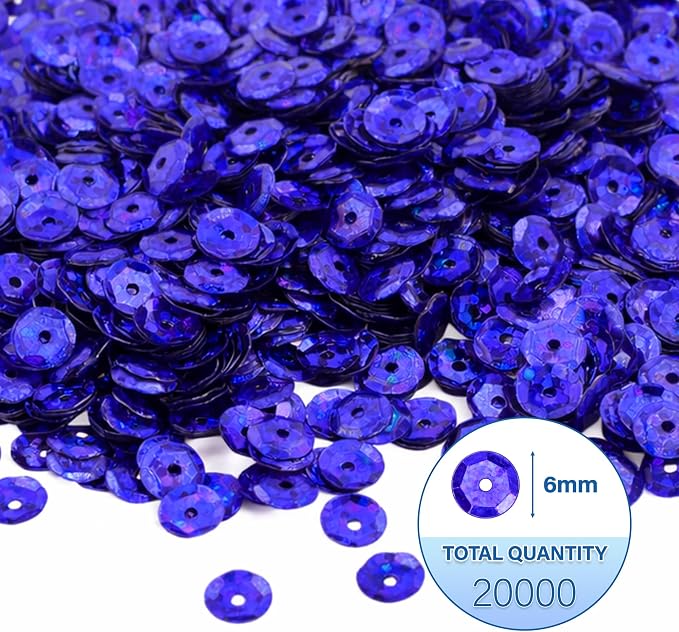 Mandala Crafts 6mm Cup Holographic Royal Blue Sequins - Image 3